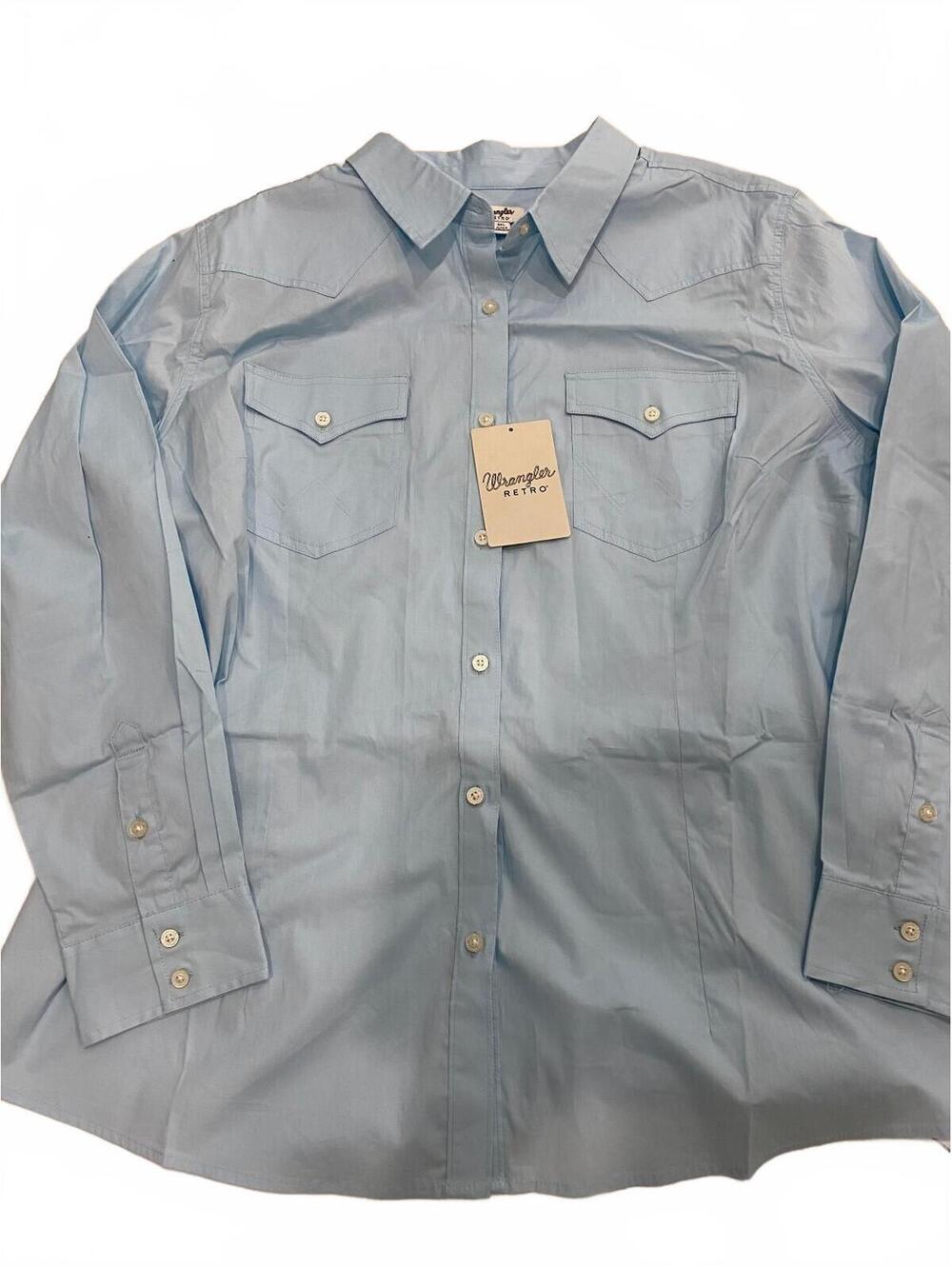 NWT Wrangler Retro Light Blue Western Style Button-Up Shirt 3XL